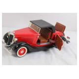 1:18 Scale 1934 Ford V8 Die-Cast Model Car Red and Black 1:18 Scale 1934 Ford V8 Die-Cast Model Car Red and Black