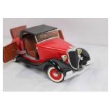 1:18 Scale 1934 Ford V8 Die-Cast Model Car Red and Black 1:18 Scale 1934 Ford V8 Die-Cast Model Car Red and Black