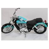 Die-Cast Harley-Davidson Motorcycle Model in Teal and Black Die-Cast Harley-Davidson Motorcycle Model in Teal and Black