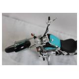 Die-Cast Harley-Davidson Motorcycle Model in Teal and Black Die-Cast Harley-Davidson Motorcycle Model in Teal and Black