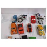 Collection of Die-Cast Model Cars, Trucks, and Motorcycles with Extra Wheels Collection of Die-Cast Model Cars, Trucks, and Motorcycles with Extra Wheels