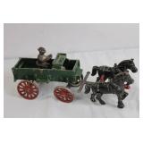 Antique Cast Iron Horse Drawn Wagon Toy with Driver Antique Cast Iron Horse Drawn Wagon Toy with Driver