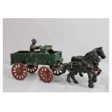 Antique Cast Iron Horse Drawn Wagon Toy with Driver Antique Cast Iron Horse Drawn Wagon Toy with Driver