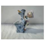Antique Porcelain Boy Figurine Tree Stump Posy Vase Antique Porcelain Boy Figurine Tree Stump Posy Vase