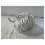 Capodimonte Italy Porcelain Leaf Dish with Floral Detail and Gold Handle Capodimonte Italy Porcelain Leaf Dish with Floral Detail and Gold Handle