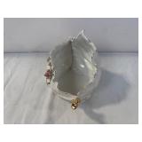 Capodimonte Italy Porcelain Leaf Dish with Floral Detail and Gold Handle Capodimonte Italy Porcelain Leaf Dish with Floral Detail and Gold Handle