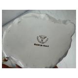 Capodimonte Italy Porcelain Leaf Dish with Floral Detail and Gold Handle Capodimonte Italy Porcelain Leaf Dish with Floral Detail and Gold Handle
