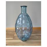 Large Dimpled Glass Blue Floor Vase