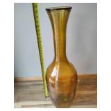Large Amber Glass Floor Vase