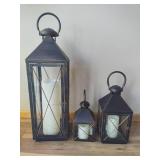 Set of Three Lanterns w/Candles