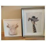 Two Fun Animal Framed Art Decor Pieces