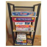 Rolling Metal/Wood Shelf & Asst Games.