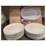 Turkey Platter & White Dinner Plates