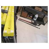 Pair of plastic saw horses with tab... Pair of plastic saw horses with tab...