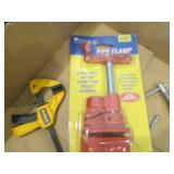 New 1/2in pipe clamp, misc c-clamps... New 1/2in pipe clamp, misc c-clamps...