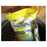 Metal trash can with lid containing... Metal trash can with lid containing...