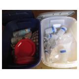 Pair of lidded totes containing a v... Pair of lidded totes containing a v...