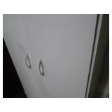 White 2-door pantry style cabinet a... White 2-door pantry style cabinet a...