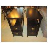 Pair of dark tone 2-drawer end tabl... Pair of dark tone 2-drawer end tabl...