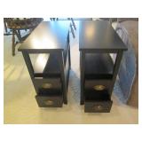 Pair of dark tone 2-drawer end tabl... Pair of dark tone 2-drawer end tabl...