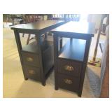Pair of dark tone 2-drawer end tabl... Pair of dark tone 2-drawer end tabl...