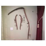 Vintage Wood scythe and misc farm r... Vintage Wood scythe and misc farm r...