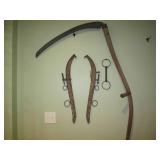 Vintage Wood scythe and misc farm r... Vintage Wood scythe and misc farm r...