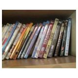 Oak cabinet filled with DVDs measur... Oak cabinet filled with DVDs measur...