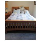 Wood Queen bed frame with all pillo... Wood Queen bed frame with all pillo...
