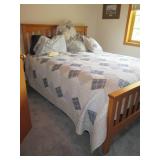 Wood Queen bed frame with all pillo... Wood Queen bed frame with all pillo...