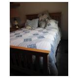 Wood Queen bed frame with all pillo... Wood Queen bed frame with all pillo...