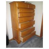 Approx 60in tall light wood 8 drawe... Approx 60in tall light wood 8 drawe...