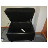 A black leather type storage trunk ... A black leather type storage trunk ...