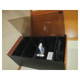 Glass front cabinet with a Kenwood ... Glass front cabinet with a Kenwood ...