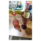 Cut to Clear Vase, chip on top and Cut to Clear Cruet Cut to Clear Vase, chip on top and Cut to Clear Cruet