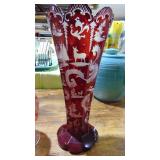 Cut to Clear Vase, chip on top and Cut to Clear Cruet Cut to Clear Vase, chip on top and Cut to Clear Cruet