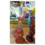 Cut to Clear Vase, chip on top and Cut to Clear Cruet Cut to Clear Vase, chip on top and Cut to Clear Cruet
