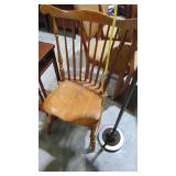 Floor Lamp, Maple Chair and Mahogany Table with Drawer. (29" x 19.5" x 11") Floor Lamp, Maple Chair and Mahogany Table with Drawer. (29" x 19.5" x 11")