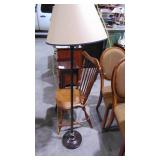 Floor Lamp, Maple Chair and Mahogany Table with Drawer. (29" x 19.5" x 11") Floor Lamp, Maple Chair and Mahogany Table with Drawer. (29" x 19.5" x 11")