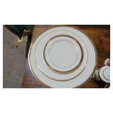 Lenox Langdon Gate China Set. 12 Dinner Plates, 10 C/S, 13 Salad Plates, 11 Bread and Butter Plates, 2 Oval Veg, Gravy, S&P and 2 Sized Platters Lenox Langdon Gate China Set. 12 Dinner Plates, 10 C/S, 13 Salad Plates, 11 Bread and Butter Plates, 2 Oval Veg, Gravy, S&P and 2 Sized Platters