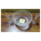 Waterford Crystal Bowl and Candlesticks Waterford Crystal Bowl and Candlesticks
