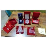 4- Waterford Crystal Ornaments and Waterford Necklace, 4 Extra Bags 4- Waterford Crystal Ornaments and Waterford Necklace, 4 Extra Bags