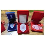 4- Waterford Crystal Ornaments and Waterford Necklace, 4 Extra Bags 4- Waterford Crystal Ornaments and Waterford Necklace, 4 Extra Bags
