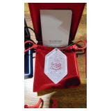 4- Waterford Crystal Ornaments and Waterford Necklace, 4 Extra Bags 4- Waterford Crystal Ornaments and Waterford Necklace, 4 Extra Bags