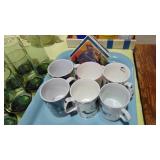 Kitchen Items, 8-Green Glasses, Coasters, Mugs, C&S and Tray Kitchen Items, 8-Green Glasses, Coasters, Mugs, C&S and Tray