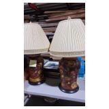 Pair of Floral Lamps with Shades. Very Nice Pair of Floral Lamps with Shades. Very Nice