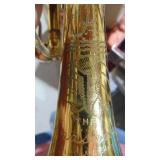 Indiana Brass Trumpet with Case, Mother of Pearl Buttons Serial # 76982 Indiana Brass Trumpet with Case, Mother of Pearl Buttons Serial # 76982