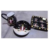 3 Pcs of Christmas Pottery, Pitcher, Bowl and Chip Plate 3 Pcs of Christmas Pottery, Pitcher, Bowl and Chip Plate