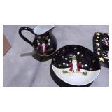 3 Pcs of Christmas Pottery, Pitcher, Bowl and Chip Plate 3 Pcs of Christmas Pottery, Pitcher, Bowl and Chip Plate
