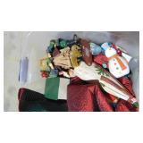 Assorted Christmas, Ornaments, Santas and Nice Thick Garland Assorted Christmas, Ornaments, Santas and Nice Thick Garland